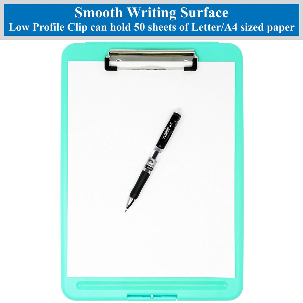 Think2Master [3 Pack] Teal Plastic Storage Clipboard. | 25% Heavier &