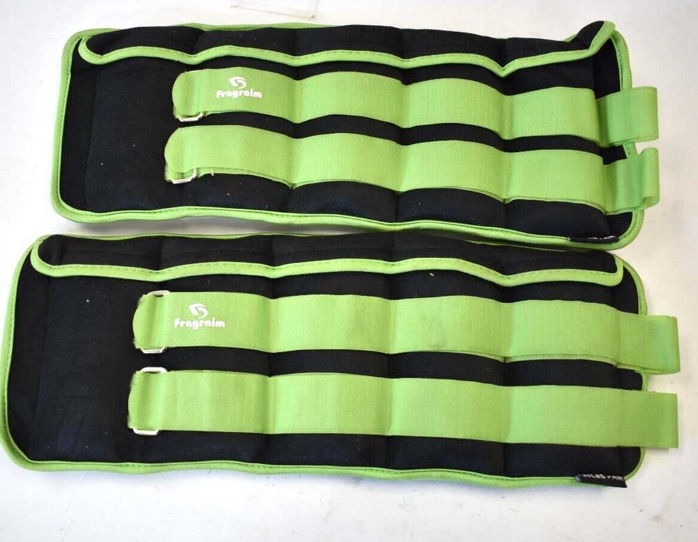 Fragraim Adjustable Ankle Leg Weights 1-20lbs Removable Weights Green Pair