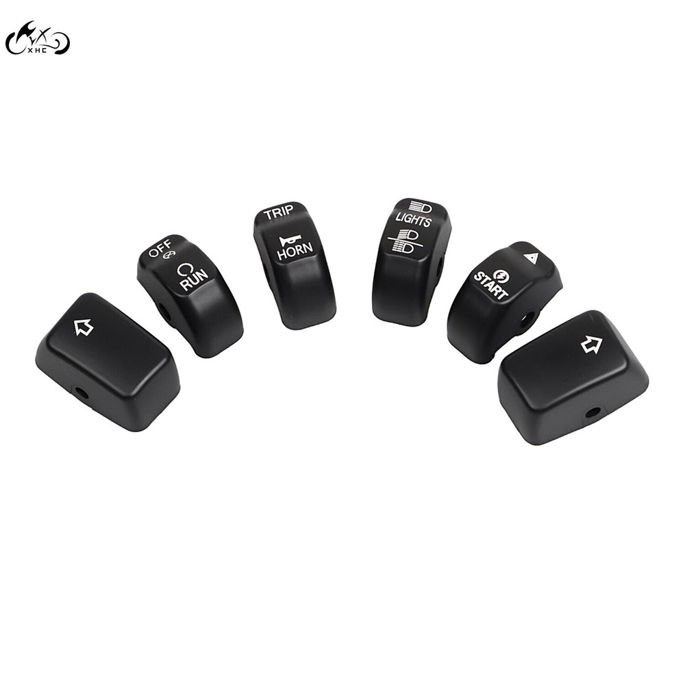 Black Hand Control Switch Housing Button Caps For Harley Dyna Softail Sportster