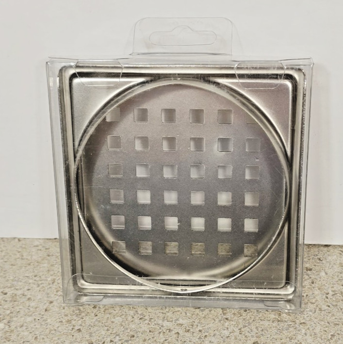 Everbilt Watershield Shower System 4 in. Brushed Nickel Square Grid Drain Grate