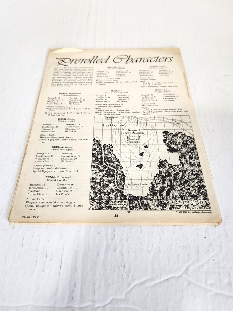 D&D RAHASIA BASIC GAME ADVENTURE MODULE 9115 - 1984 TSR - RARE --- [920]