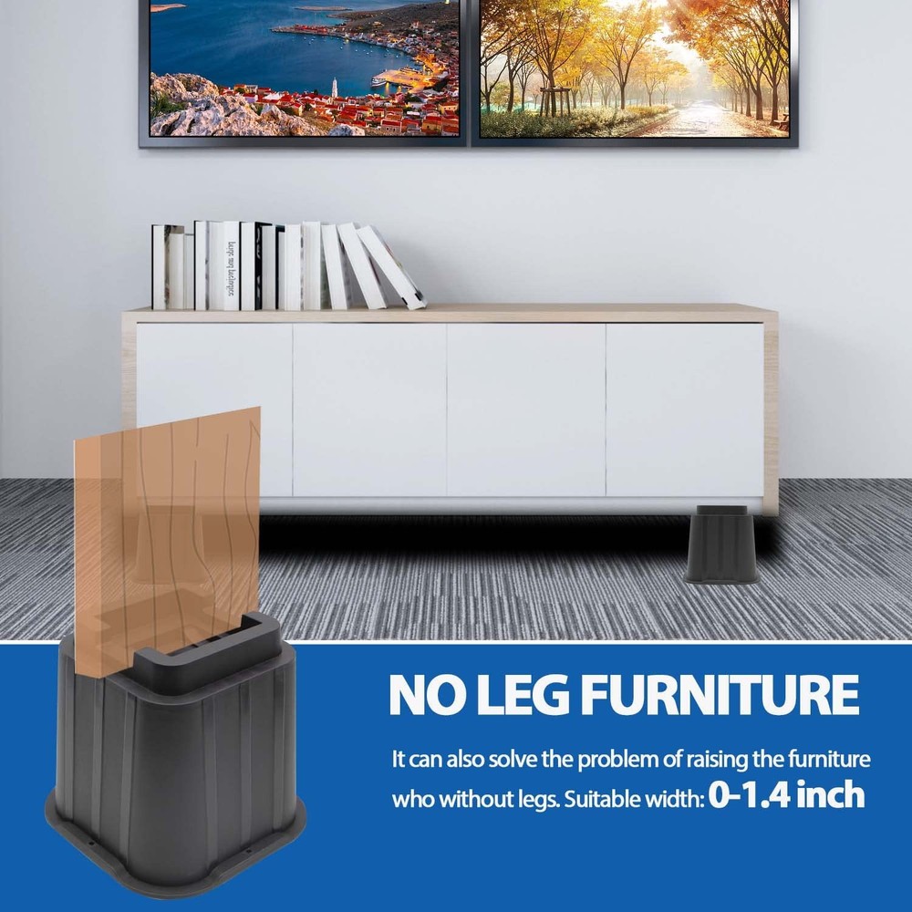 Bed Risers 8 Inch, Elevation in Height 3, 5, 8 inch, Stackable Bed Frame Rise...