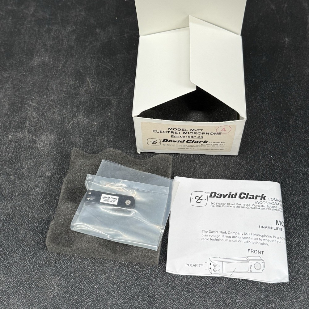ORIGINAL DAVID CLARK MODEL M-77 ELECTRET MICROPHONE