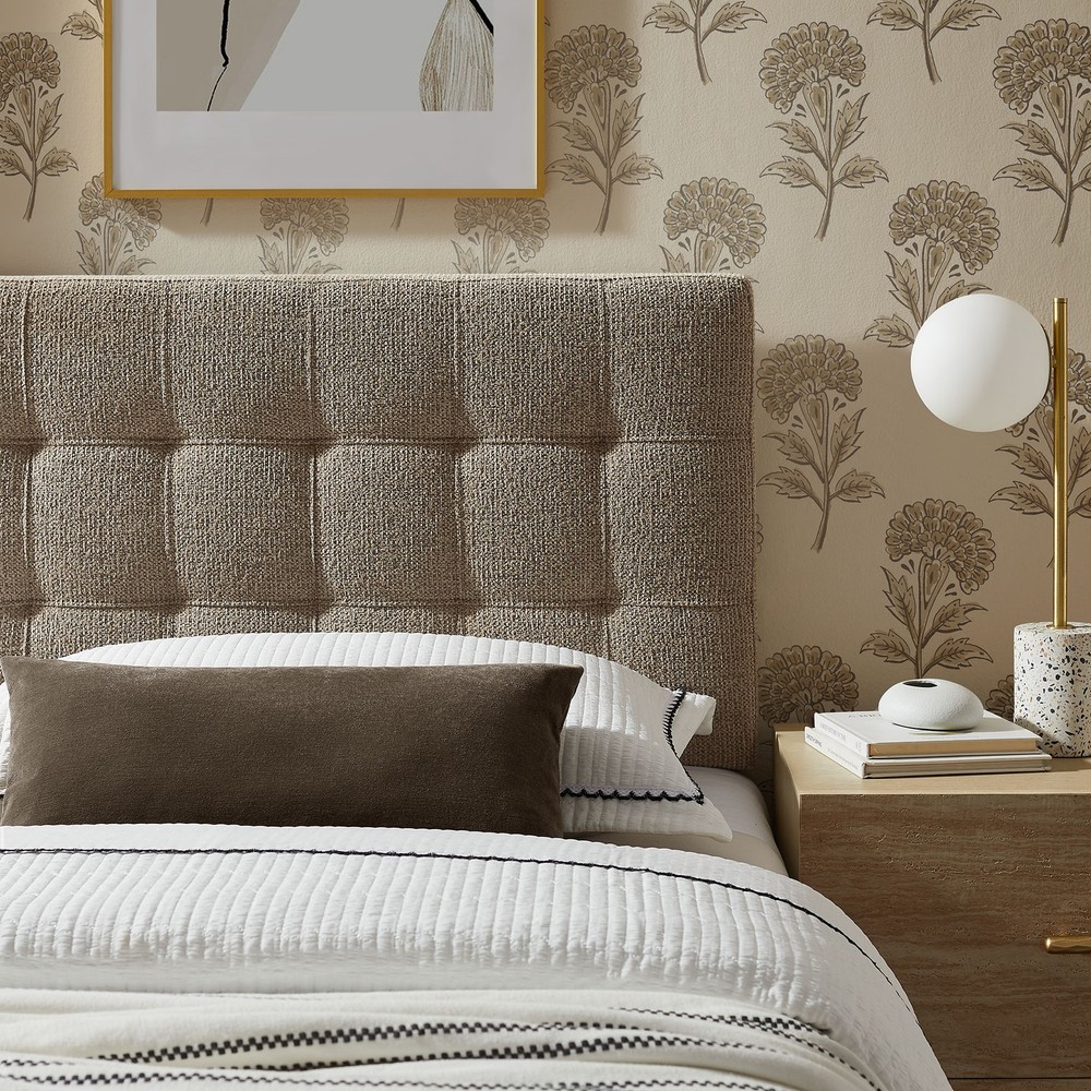 Lily Upholstered Twin Size Headboard in Taupe
