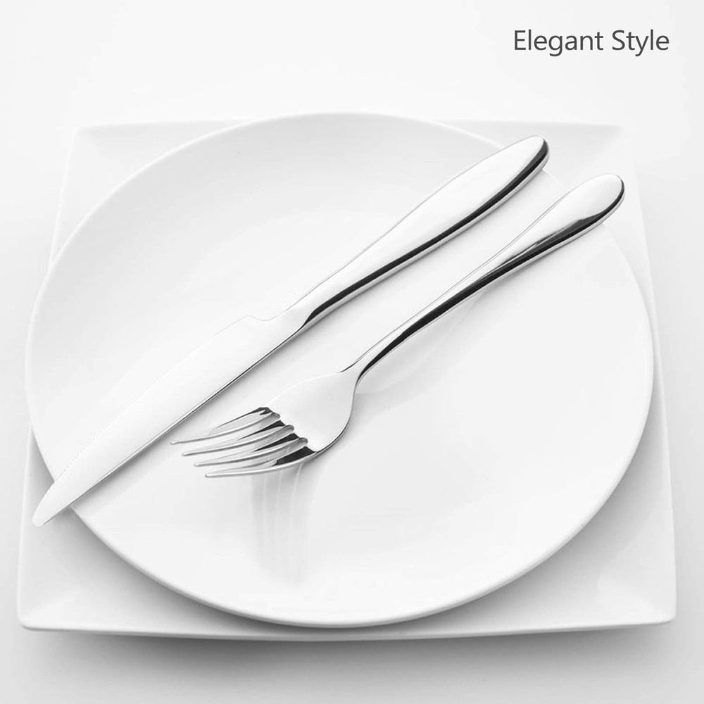 40-Piece Silverware Set, Stainless Steel Flatware Service for 8, Modern Tablewar
