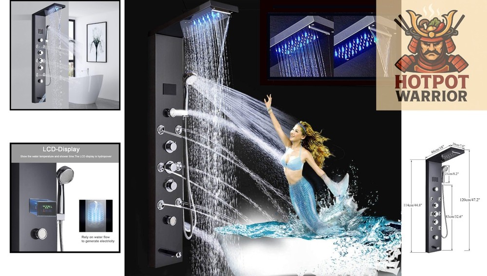 Multi-Function Shower Panel with LED Display: Rainfall, Handheld & Massage Modes