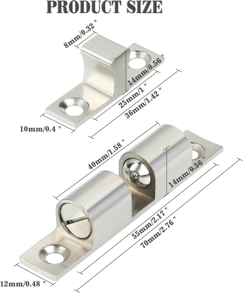 Alise Double Roller Catch Cabinet Latches,Adjustable Double Ball Tension Roller