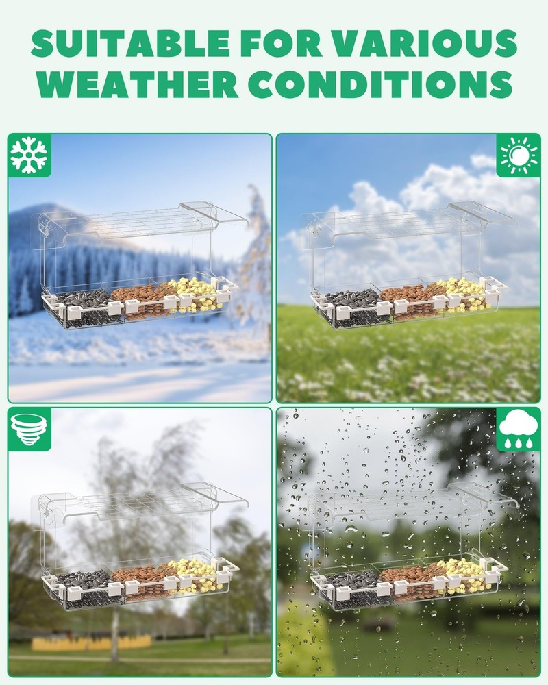 Clear Window Bird Feeder Outdoors - for Viewing with 5