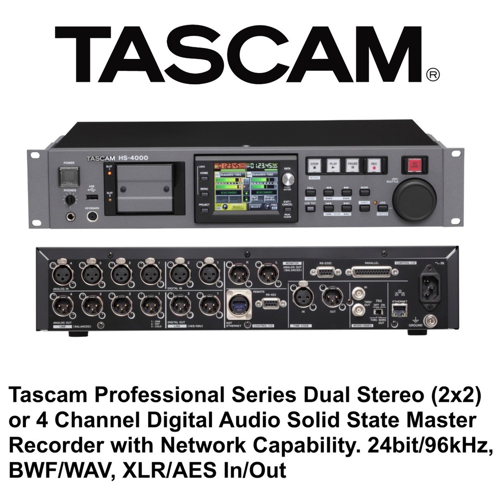 TASCAM HS-4000 2x STEREO SOLID STATE DIGITAL RECORDER/S WITH NETWORK & TIMECODE