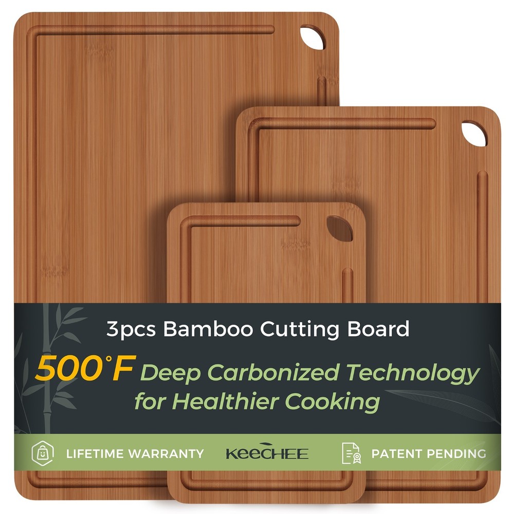 KeeCHEE® 3-Pcs Carbonized Bamboo Cutting Board