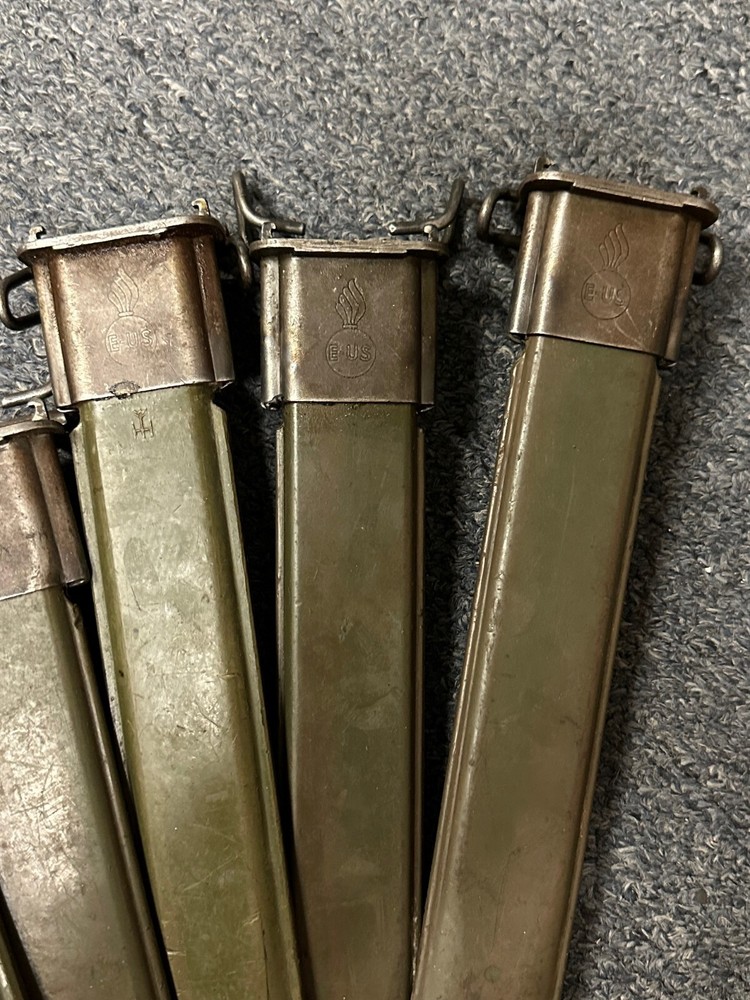 SCABBARD FOR 10" BLADE GARAND BAYONET MARKED "E-US".