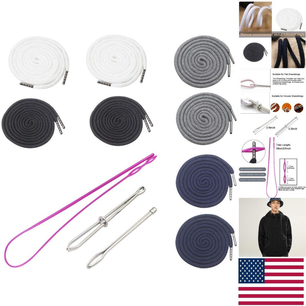 Versatile Drawstring Replacement Set with Threaders - Ideal for Pants and Coats