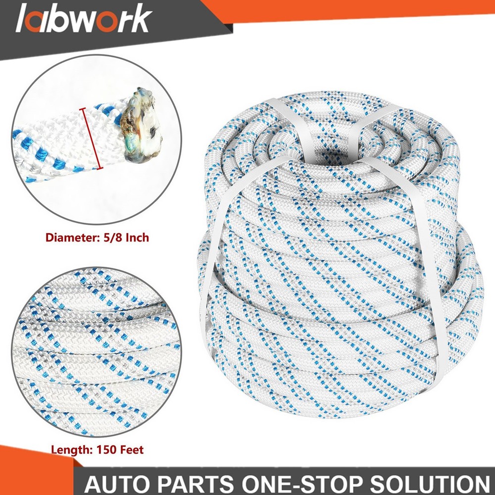 Labwork Pulling Rigging Line 5/8"×150' Double Braid Polyester Arborist Bull Rope