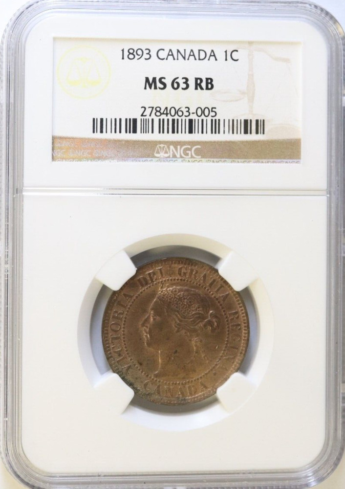 1893 CANADA LARGE CENT NGC MS63 RB (Red-Brown!!)