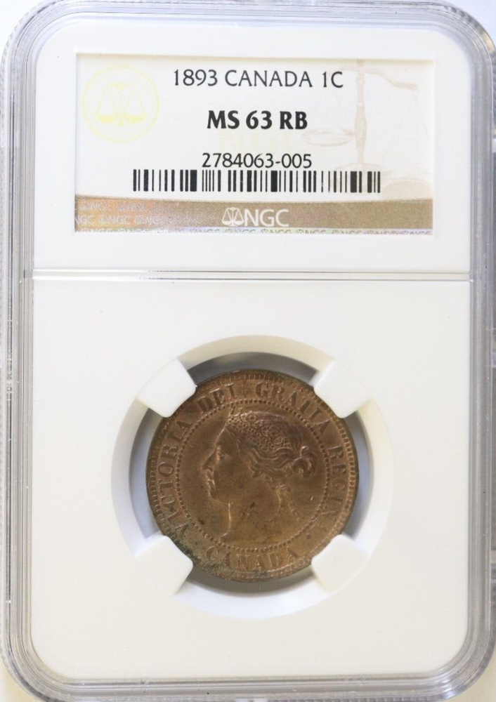 1893 CANADA LARGE CENT NGC MS63 RB (Red-Brown!!)