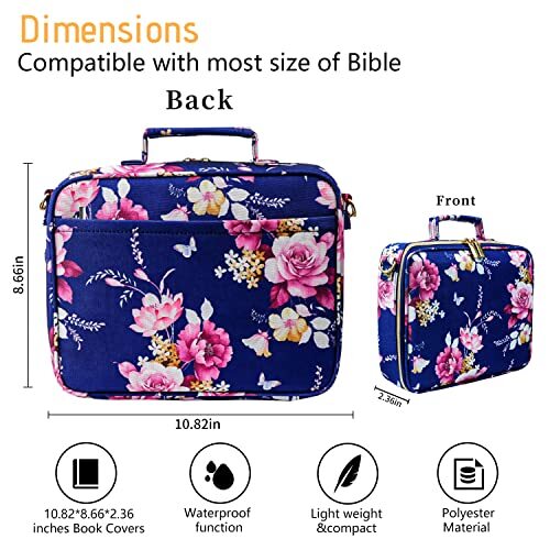 Large Bible Carrying Case Bag w/ Adjustable Shoulder Strap and Multiple Pockets