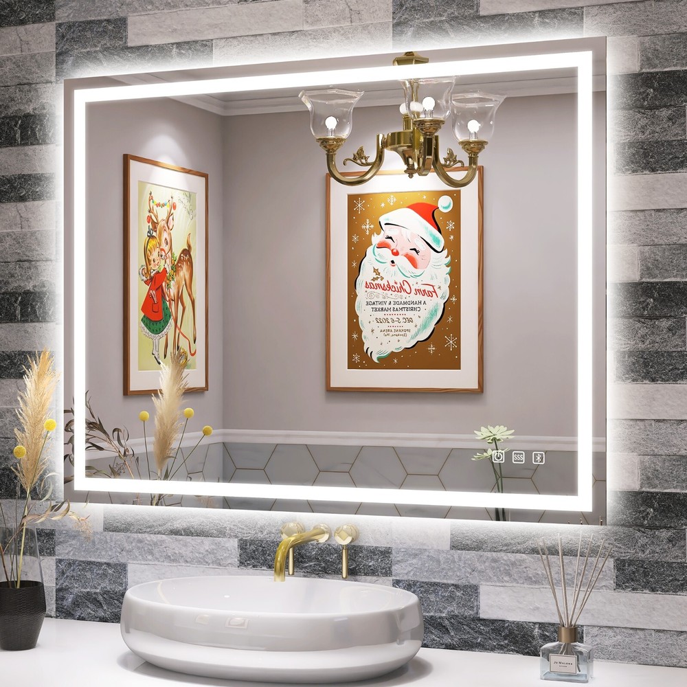 LED Lighted Bath/Living room Wall Vanity Mirror with Bluetooth Touch Dimmable