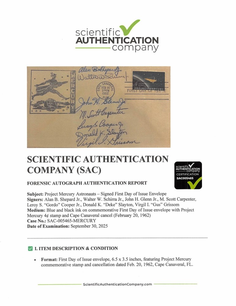 🚀 Mercury 7 Astronauts Signed Postmarked Envelope All 7 Autographs! 🚀
