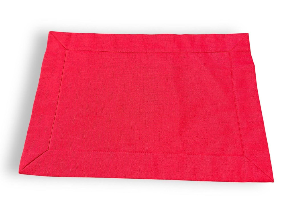 10 Classic Red Hemstitch Rectangular Placements for Christmas Holidays All Year
