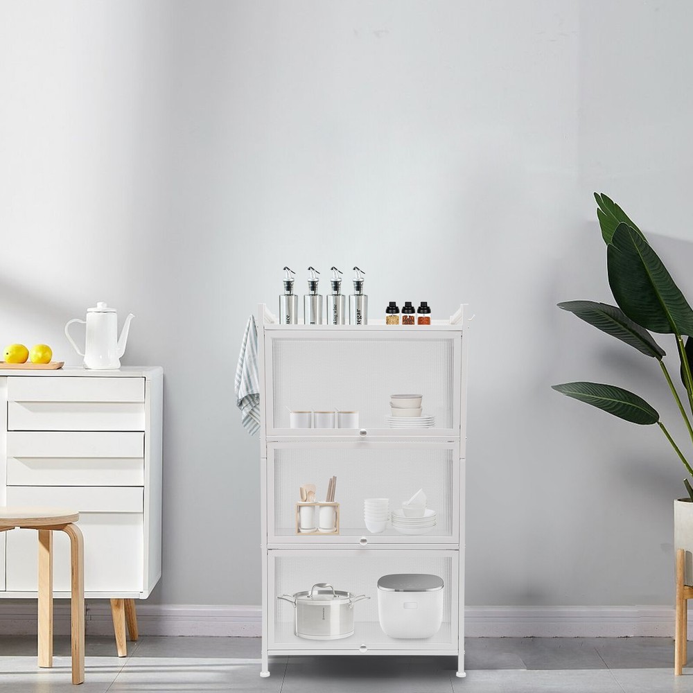 Kitchen Storage Sideboard, Buffet Cabinet with Barn Doors, White