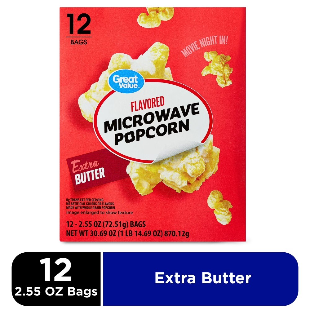 Extra Butter Flavored Microwave corn, 2.55 oz, 12 Count