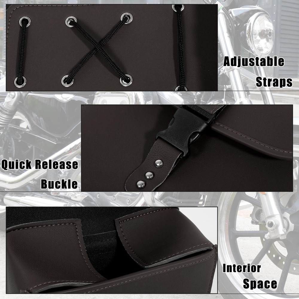 Pair Motorcycle Bag Side Bags Quick Release Buckles Dark Brown