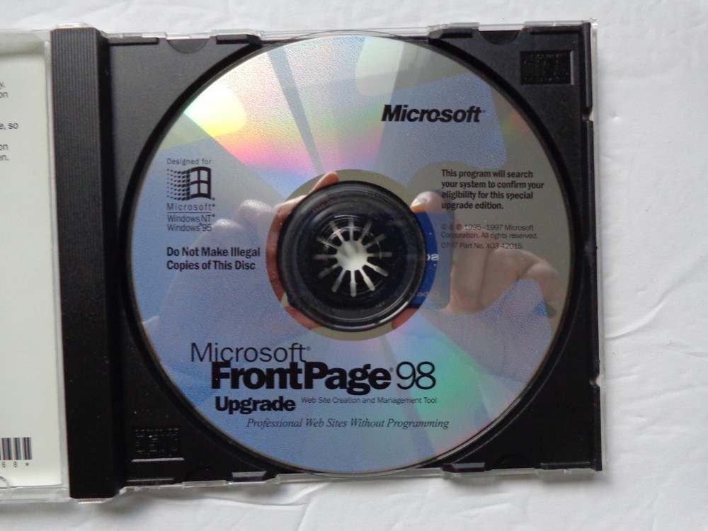 Microsoft Frontpage 98 Upgrade With Key For Windows CD-ROM