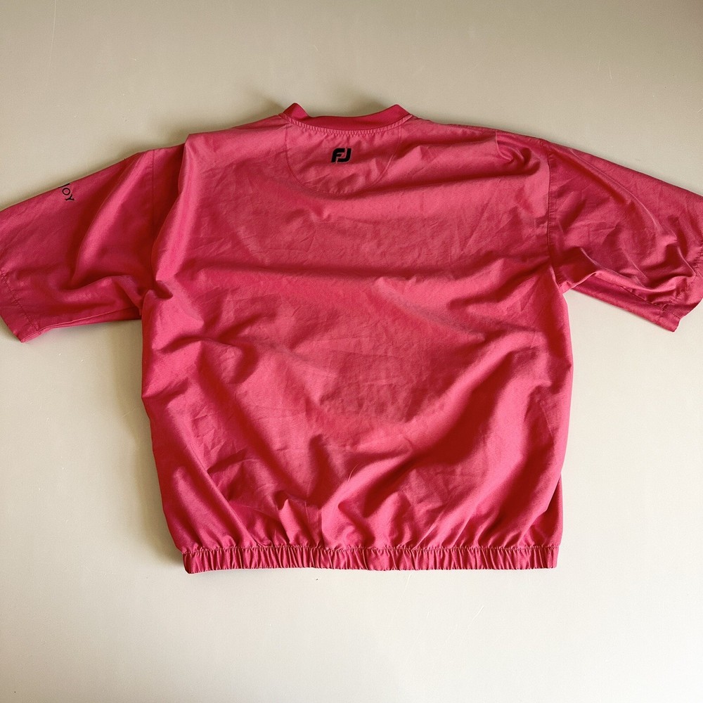 FootJoy Men’s Pullover Windbreaker Short Sleeves Size M Pockets Red