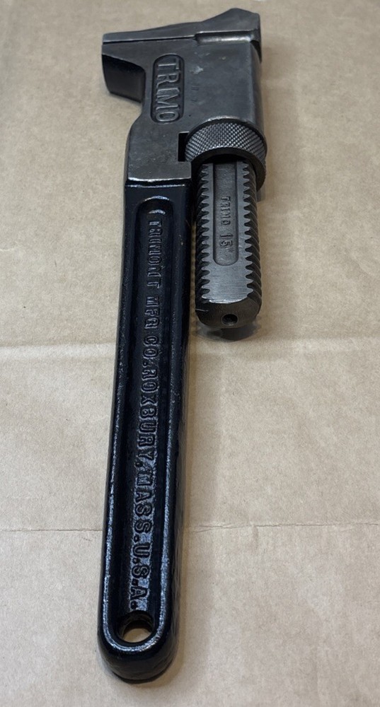 TRIMO 15” Pipe Wrench Machinist Tools Roxbury Mass. USA