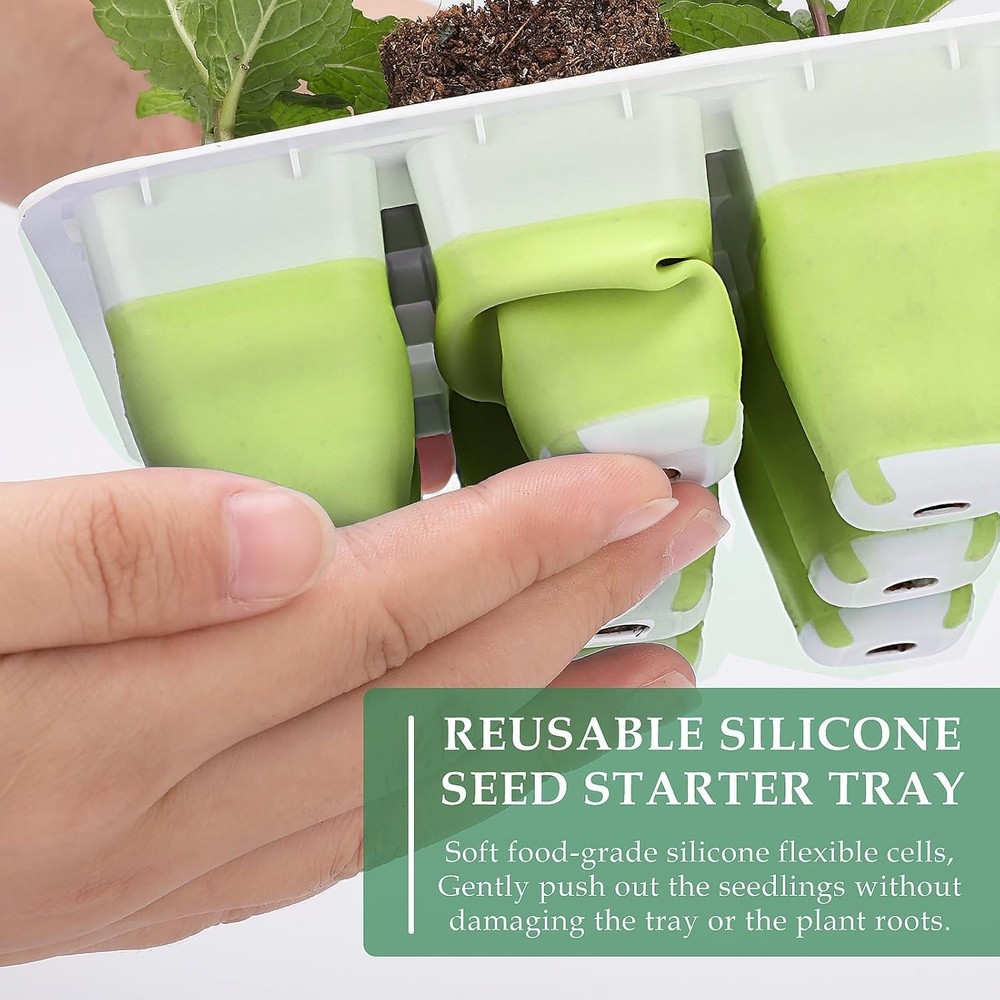 6pcs Reusable Seed Starter Kit, 72 Cells Seed Starter Trays, Silicone Seedlin...