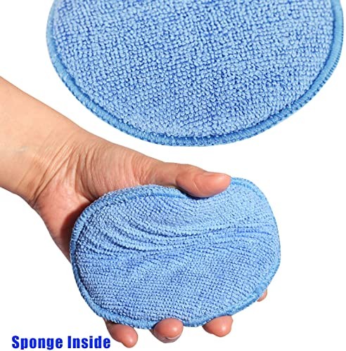 Microfiber Wax Applicator Pads, Car Wax Applicator, Buffing & Detail Blue