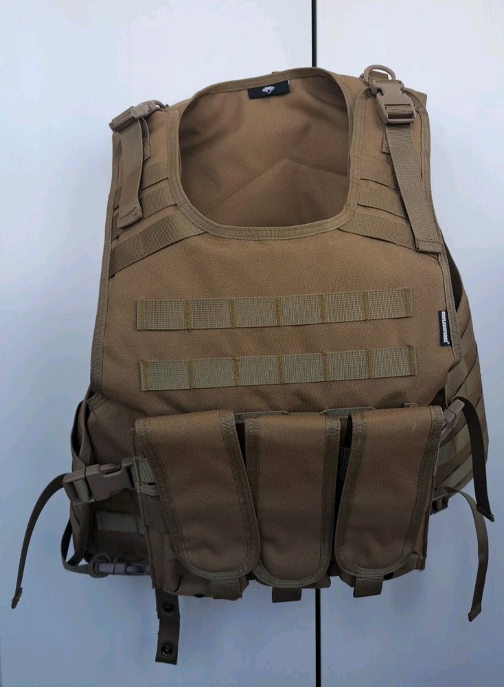 MG Flash Force Tactical Airsoft Paintball Survival Vest Adjustable Tan/Green