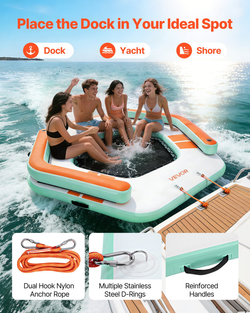 Inflatable Floating Dock 8.5x8.5FT Water Platform w/Ladder Bag
