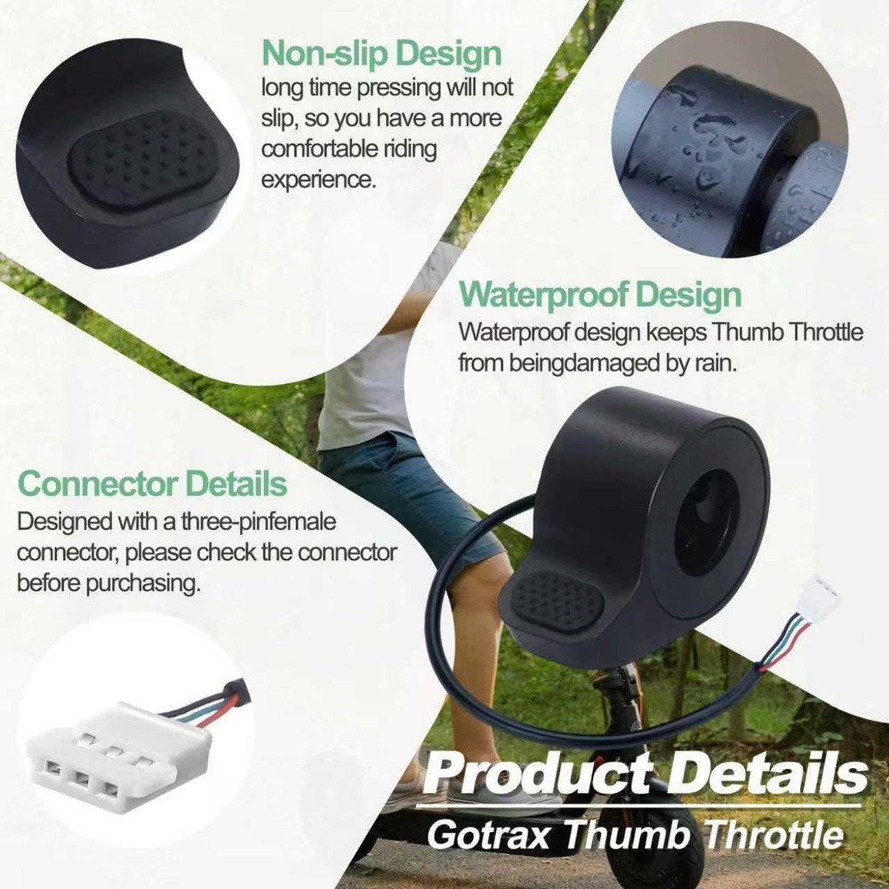 Electric Scooter Thumb Throttle Replacement with Female Plug, Compatible wit...