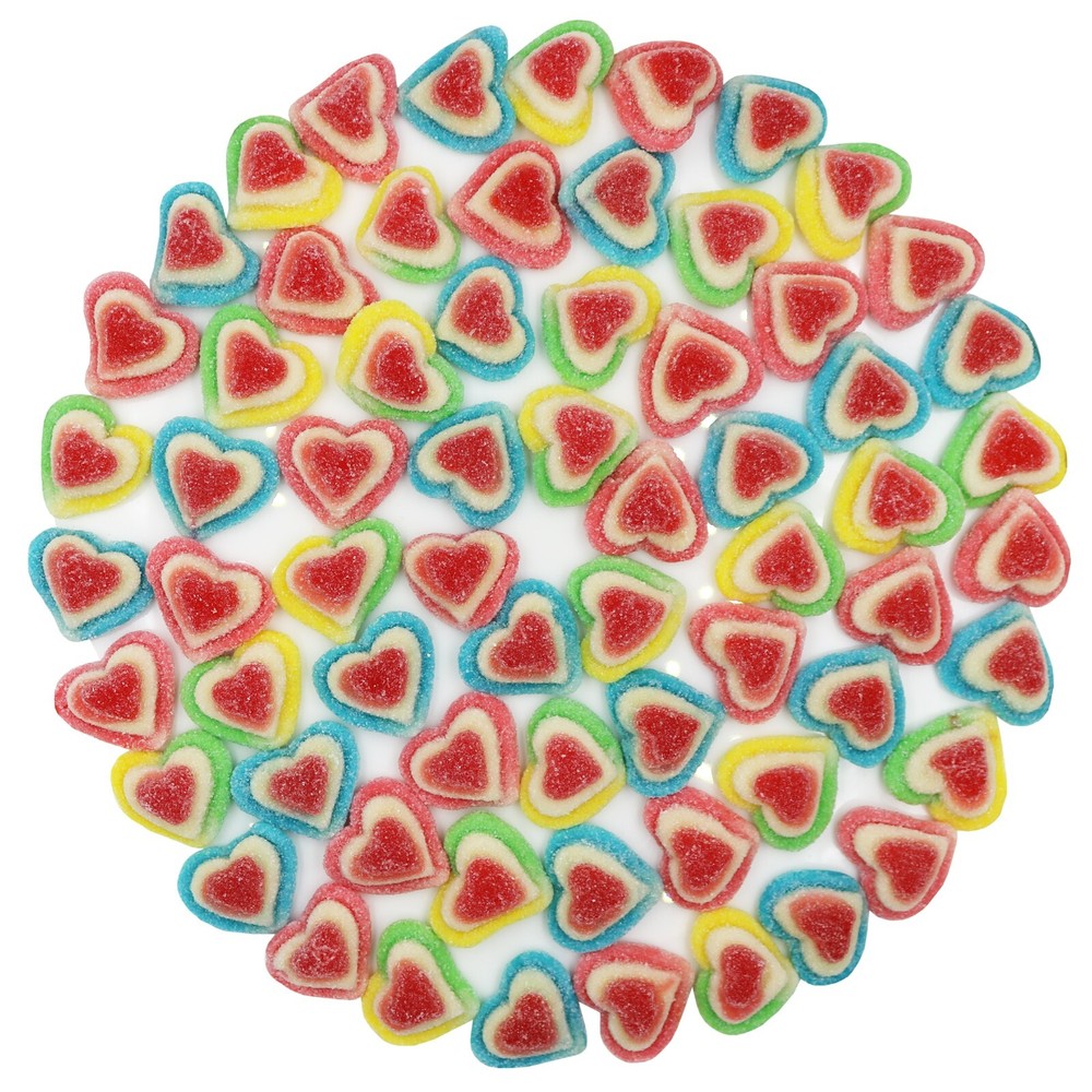 RAINBOW SUGARED LOVE TRIPLE HEARTS GUMMY