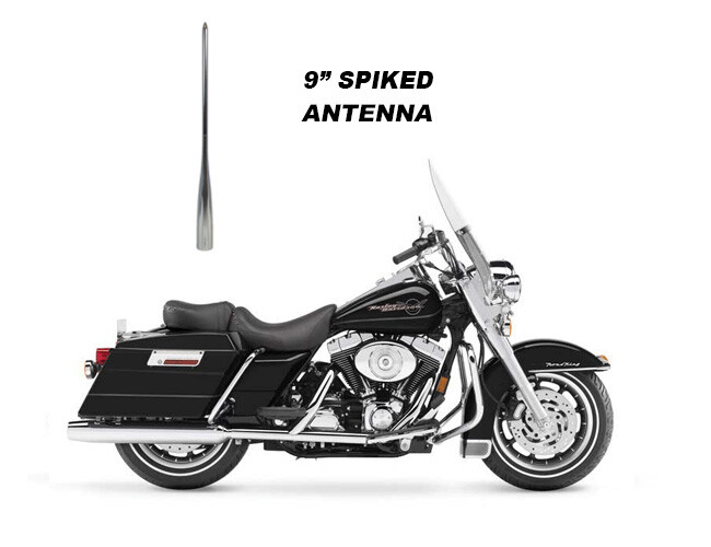 VMS 9" SILVER SPIKED ANTENNA FOR HARLEY DAVIDSON ROAD KING