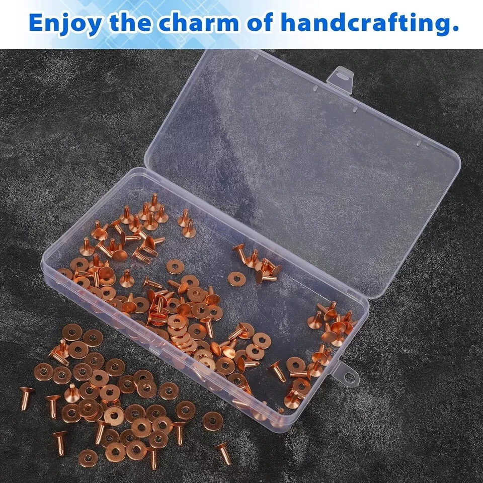 154Pcs Copper Rivets Leather 12 Smooth Leather Rivets without Pattern Pure New