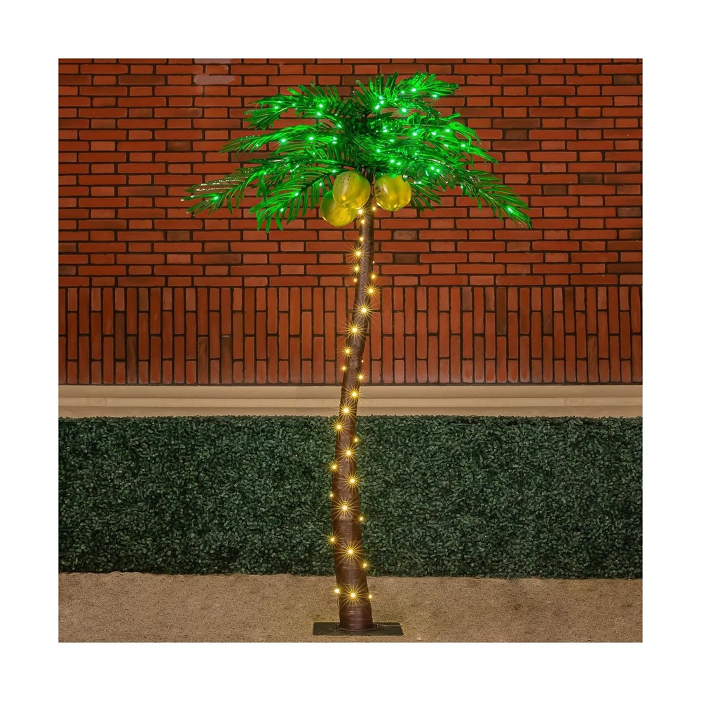 5ft Lighted Palm Tree with Glowing Coconuts - Dimmable, UL Certified, Waterpr...