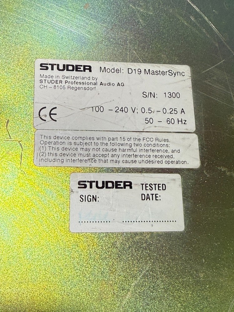 Studer D19 MasterSync Professional Digital Audio Clock Generator 1 pcs #BD#