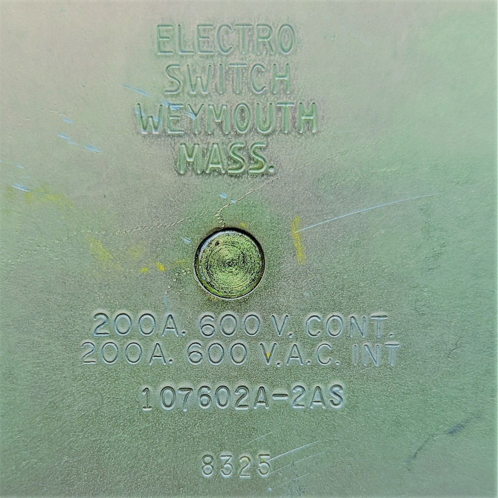 Electro Switch 107602A-2AS Snap Action Rotary Switch, 200 Amp, 600 Volt [C4S4]