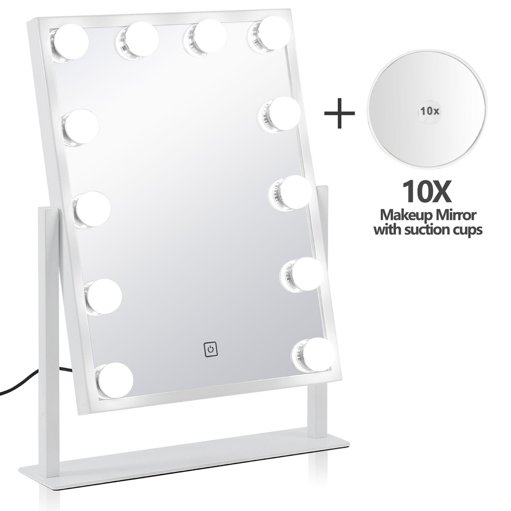 Makeup Mirror Vanity Mirror Hollywood Table Top with 12 LED Dimmable Bulb
