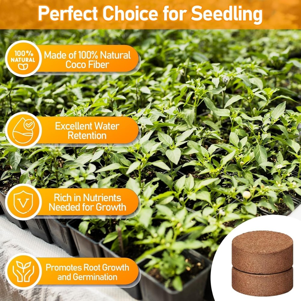 50Pcs Coco Coir Seed Starter Pellets 30mm Compressed Soil Plugs Organic Peat