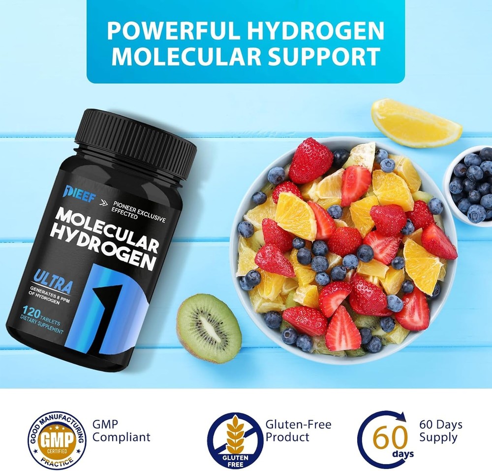 Hydrogen Water Tablets, 120 Tablets Fast-Dissolving H2 Molecular Hydrogen