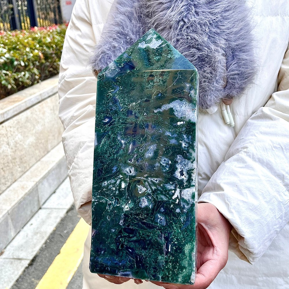 4.71LB Water grass agate wide column obelisk sample column