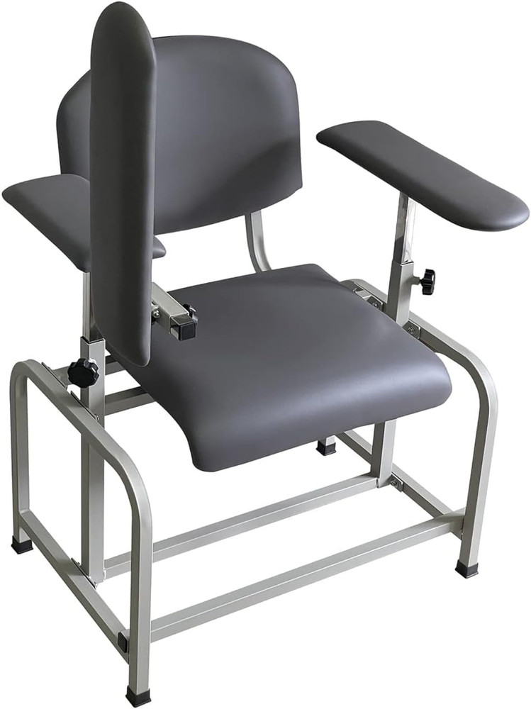 Comfortable Phlebotomy Chair with Adjustable Armrest - Grey