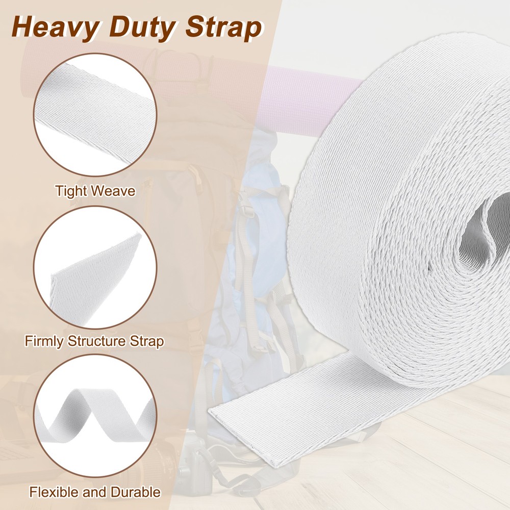5 Yards Nylon Webbing Strap, 1 3/8-inch Bag Flat Webbing Straps, White