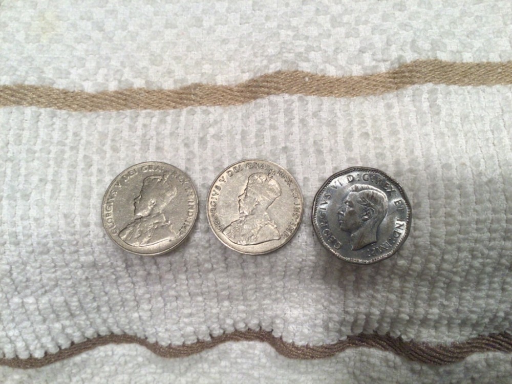 1923 1929 1945 Canada King George V Five Cent Coins