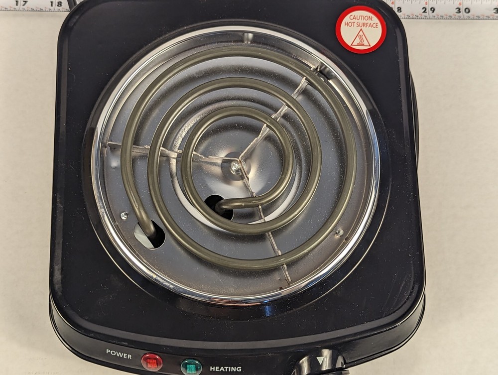 Mainstays Black Single Burner with Adjustable Temperature Control