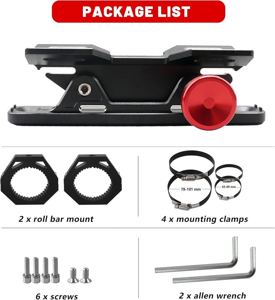 UTV Fire Extinguisher Mount Kit - Aluminum Adjustable Quick Release Roll Bar Car