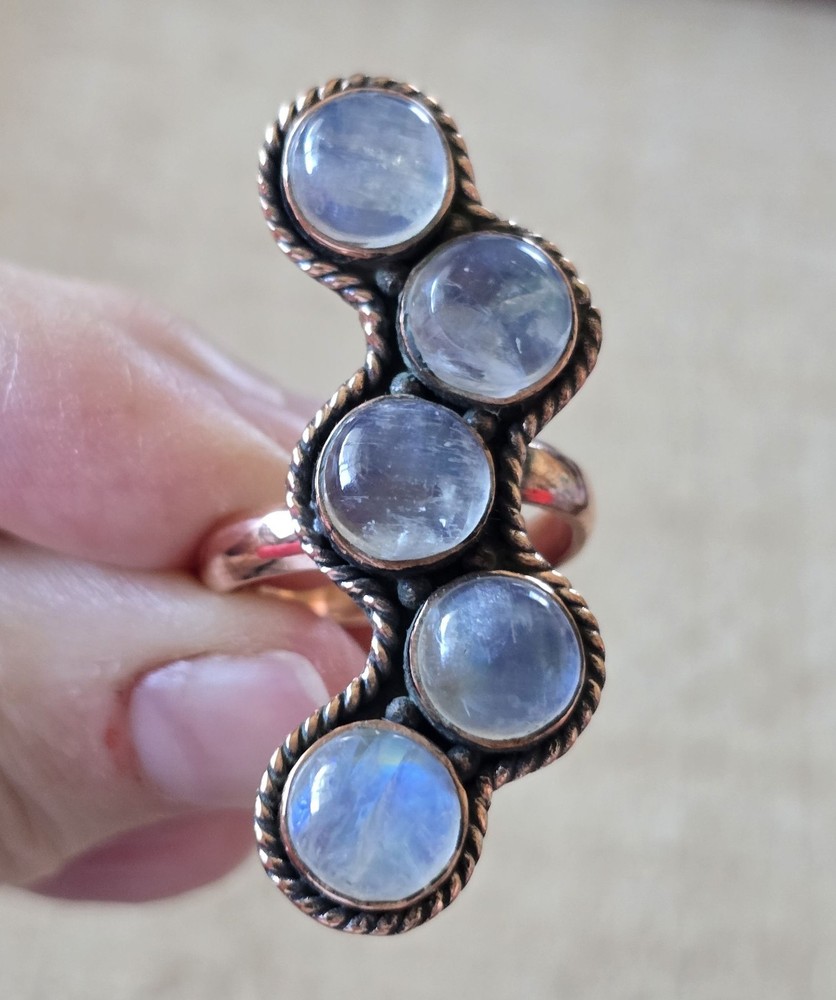 Moonstone Crawler Ring In Copper